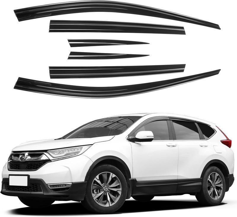 ACLONG Black Rain Guards Fit for Honda CR-V (CRV 2017 2018 2019 2020 2021 2022 Tape-On Side Shatterproof Window Visor, Window Deflectors, Rain Visors, 6-Piece Set - Image 1